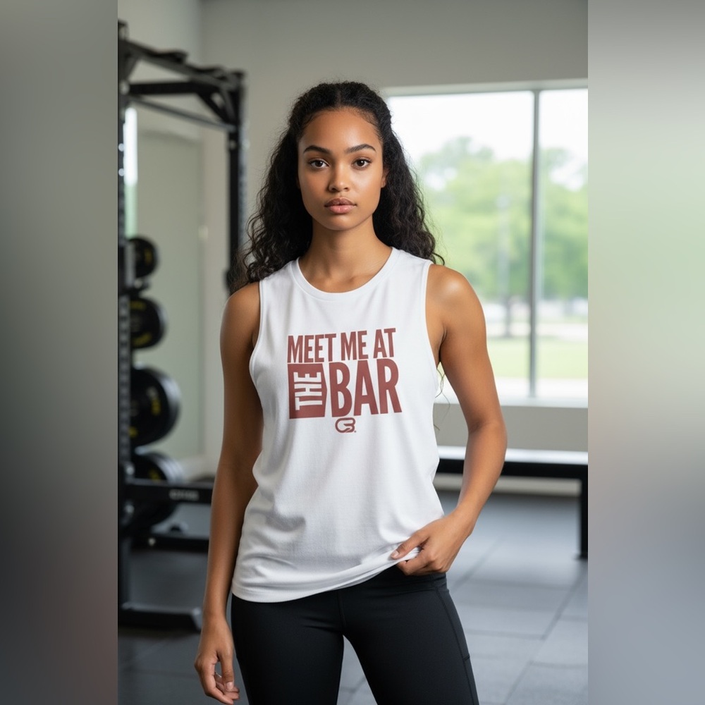 NWT Cyclebar Medium  White Graphic Muscle Tee Tank Cotton Logo